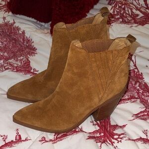 Marc Fischer Stylish Tan Suede Ankle Booties